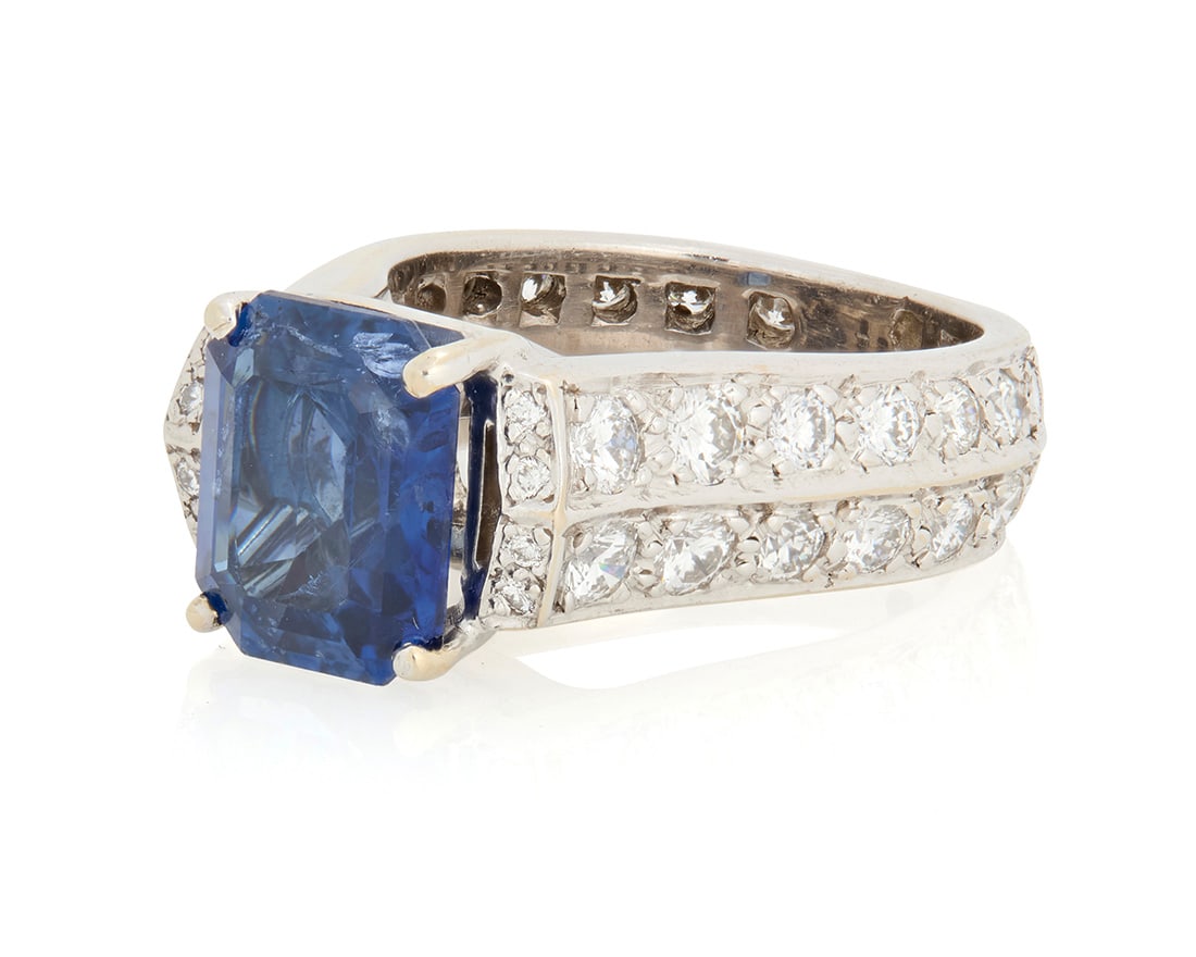 An 18K White Gold, Sapphire and Diamond Ring (1 of 3)