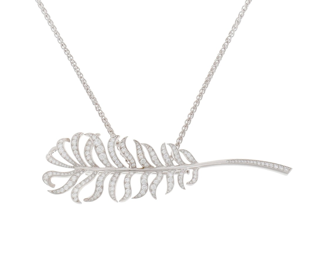Chanel: An 18K White Gold and Diamond 'Plume de Chanel' Brooch/Pendant (1 of 4)