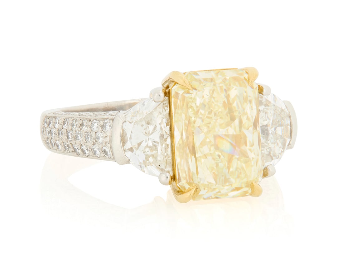 A Platinum, 18K Gold, Colored Diamond and Diamond Ring (1 of 5)