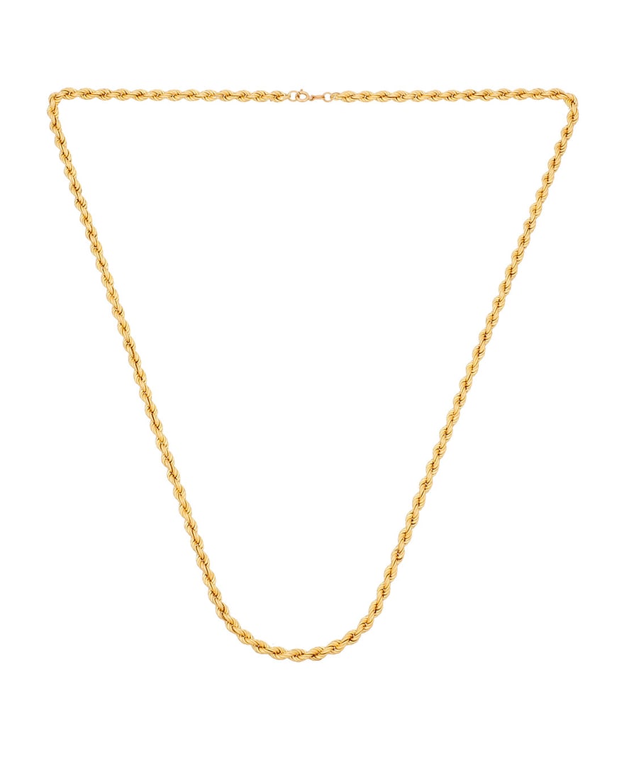 An 18K Gold Chain: An 18K Gold Chain Of a twisted rope design Length: 28 in. 21.5 grams gross