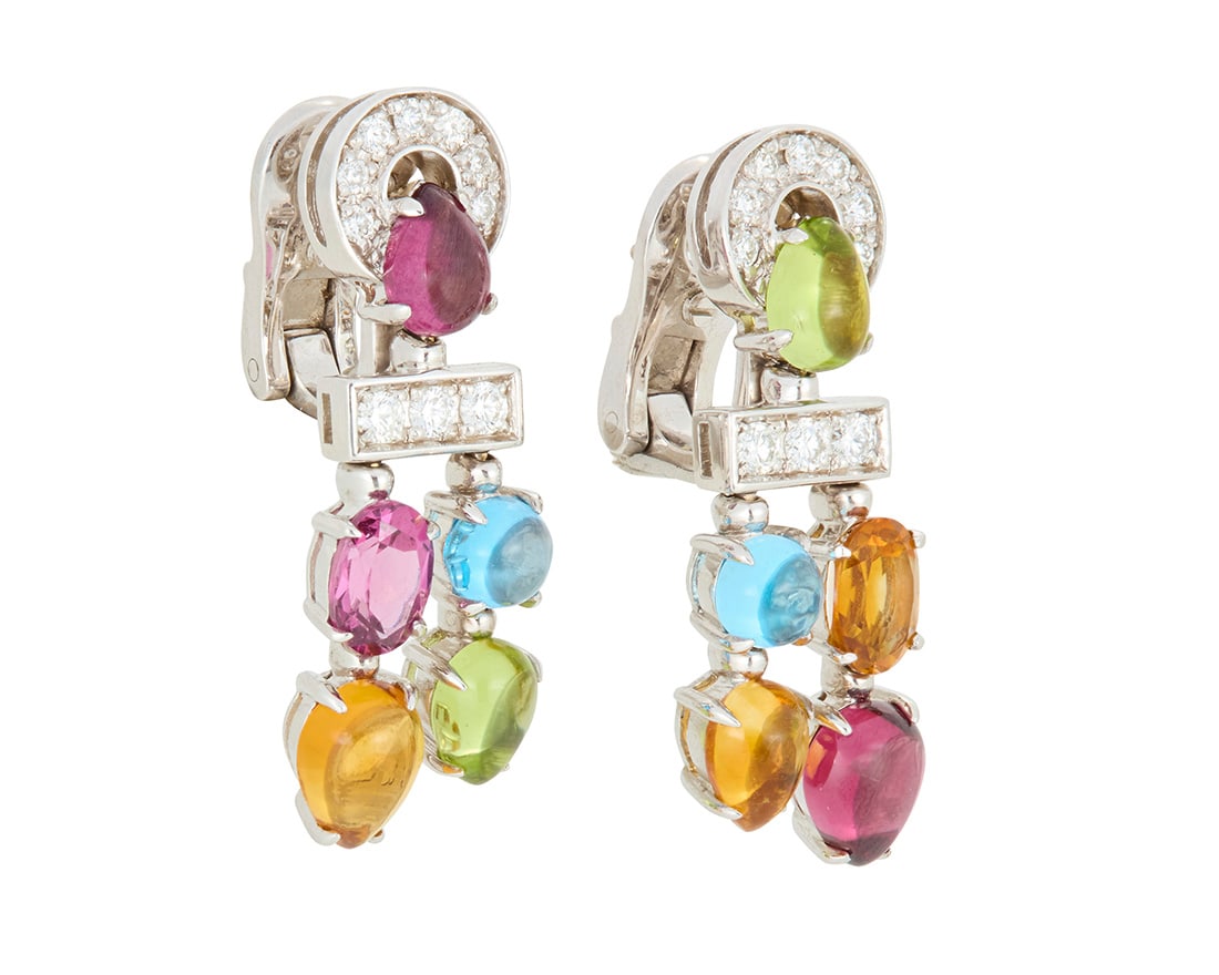 Bulgari: A Pair of 18K White Gold and Gem-Set 'Allegra' Earrings (1 of 4)