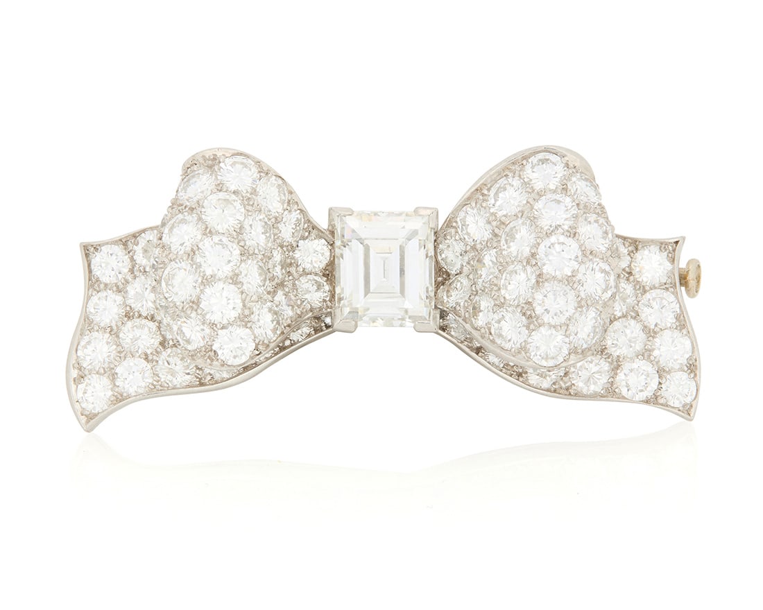 Wolfers: Platinum and Diamond Bow Brooch (1 of 5)