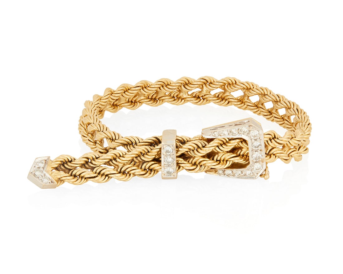 A 14K Bi-Color Gold and Diamond Bracelet (1 of 3)