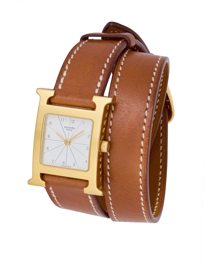 Hermes: A Gold Plated 'Heure H' Watch (1 of 3)
