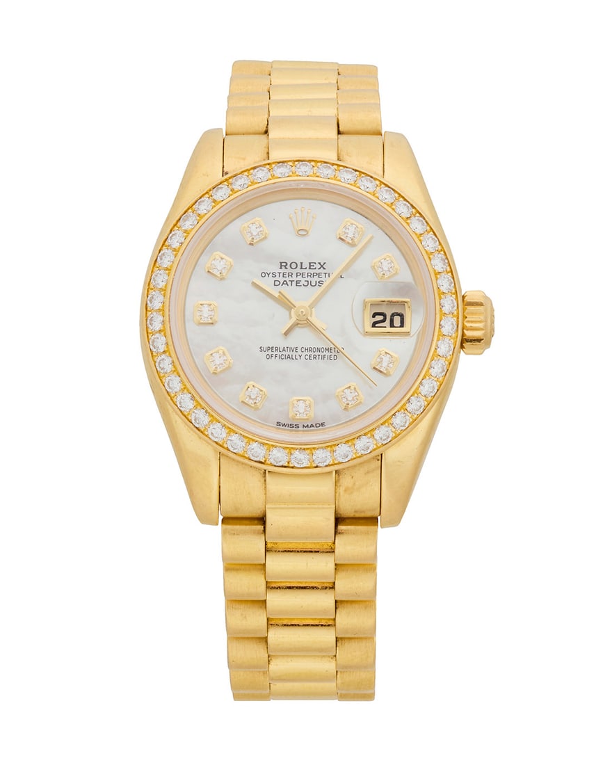 Rolex: An 18K Gold and Mother-of-Pearl 'Date-Just' Watch (1 of 3)