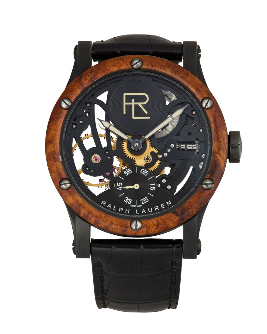Ralph Lauren: A Stainless-Steel and Burl Wood 'Automotive Skeleton' Watch (1 of 5)