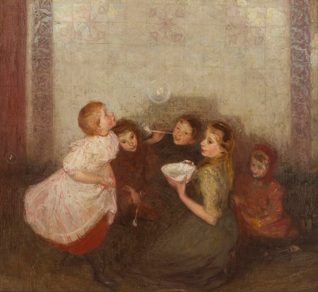 Joseph Raphael (1869-1950), "Blowing Bubbles, Laren, Holland," 1910 (1 of 7)