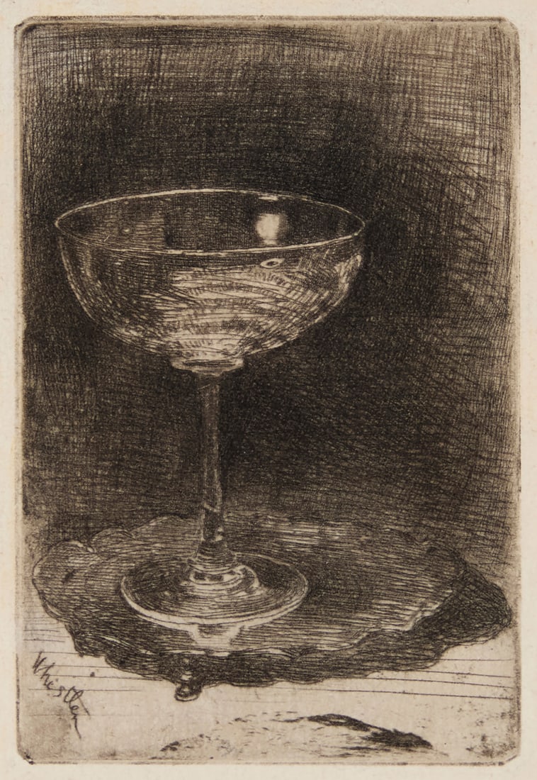 James McNeill Whistler (1834-1903), "The Wine Glass," 1859: James McNeill Whistler(1834-1903)"The Wine Glass," 1859Etching on laid paperFrom the edition of unknown but presumably small size, 40 of which have been located; second (final) stateWith the artist's