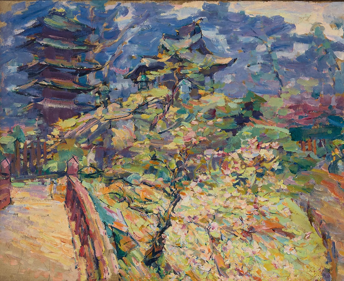 Joseph Raphael (1869-1950), "Pagodas in the Japanese Tea House, Golden Gate Park" (San Francisco, (1 of 4)