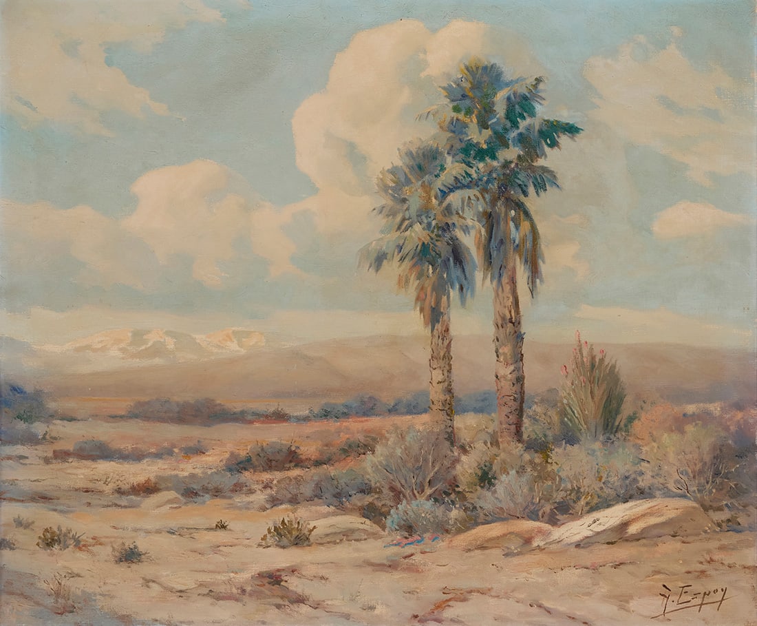 Angel Espoy (1879-1963), Desert landscape with palm trees (1 of 5)