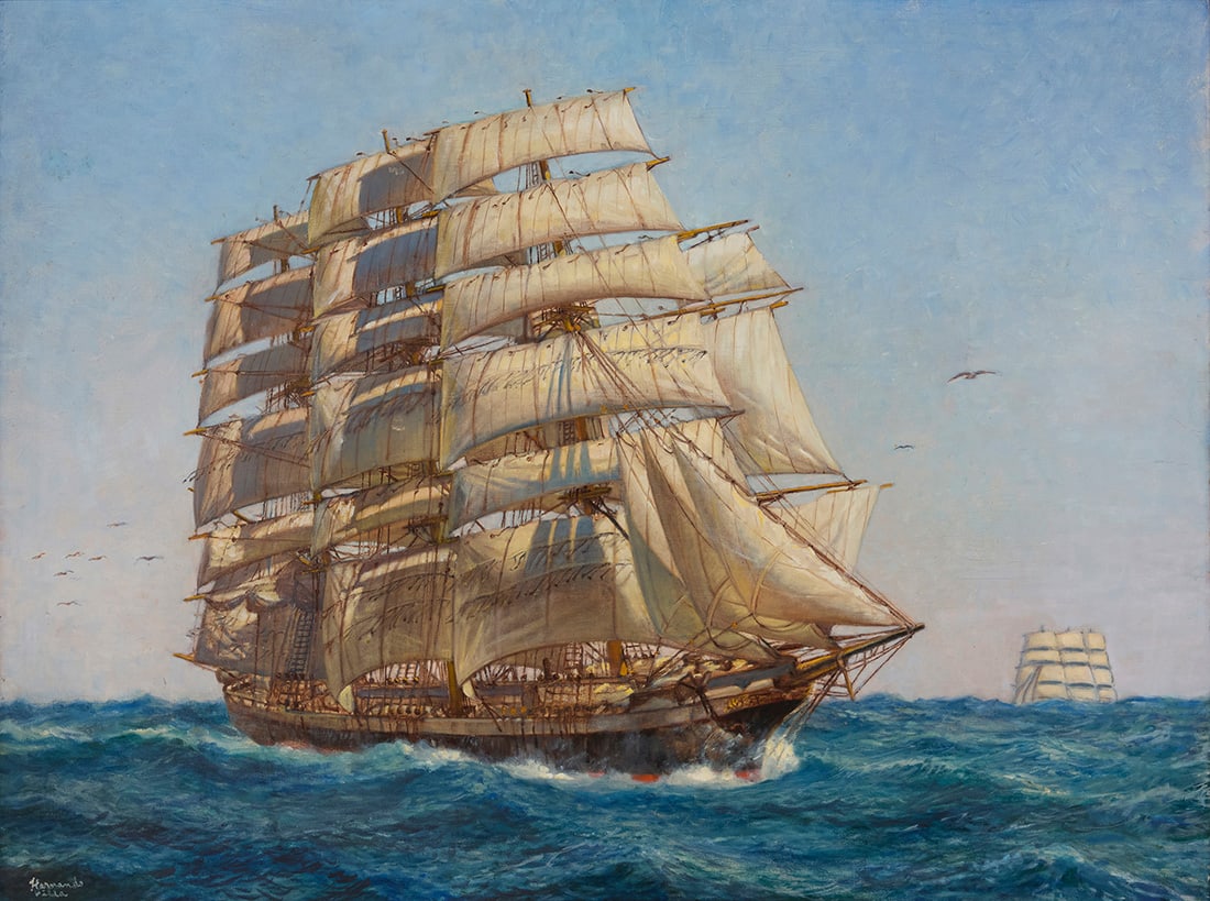 Hernando Villa (1881-1952), Clipper ship at sea (1 of 5)