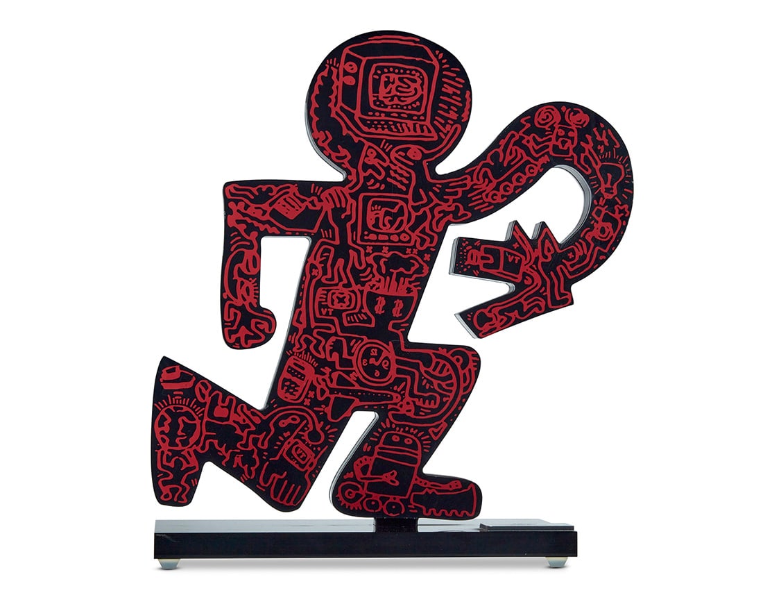 After Keith Haring (1958-1990), Man with Snake: After Keith Haring (1958-1990) Man with Snake Acrylic on acrylic base Edition: 24/50 Inscribed and numbered to applied metal plaques: …ditions / studio. / Keith Haring Overall: 12.5" H x 11.5" W x 4