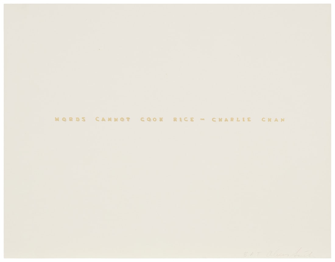 Alexis Smith (b. 1949), "Words Cannot Cook Rice - Charlie Chan," 1975 (1 of 4)
