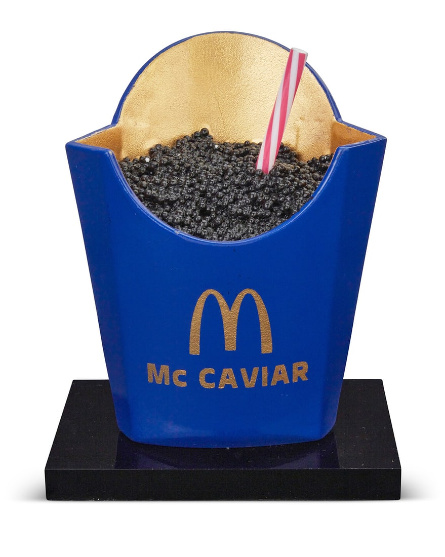 XTC (20th/21st Century), "Mc Caviar": XTC (20th/21st Century) "Mc Caviar" Resin, enamel, and 24k gold paint Edition: 2/8 Signed and numbered: XTC Overall: 7.25" H x 6" W x 4" D