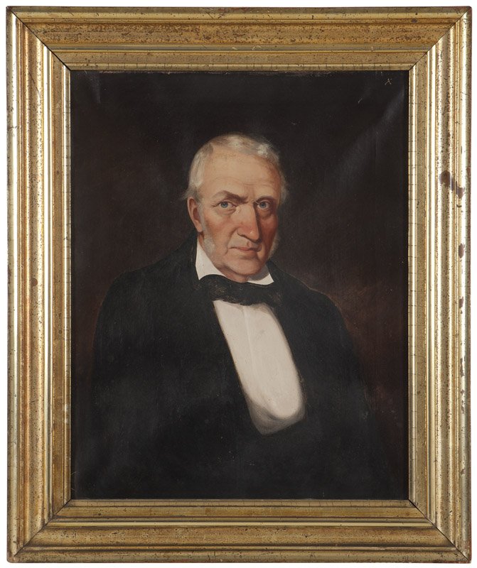 Patrick Henry Davenport (1803-1890 Danville, KY): Portrait of former Illinois Governor John Reynolds, signed and dated verso: P.H. Davenport 1860, oil on canvas, 28'' H x 22'' W, est: $800/1200