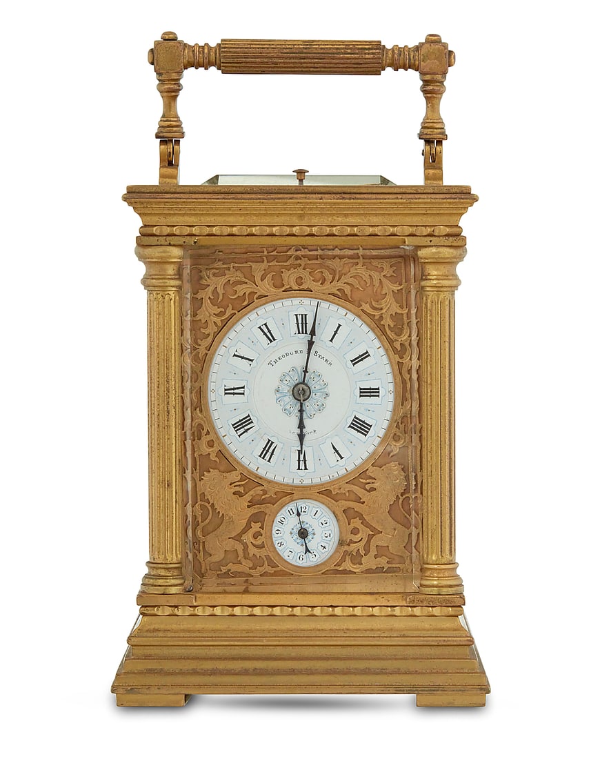 A French gilt bronze and enamel carriage clock (1 of 5)
