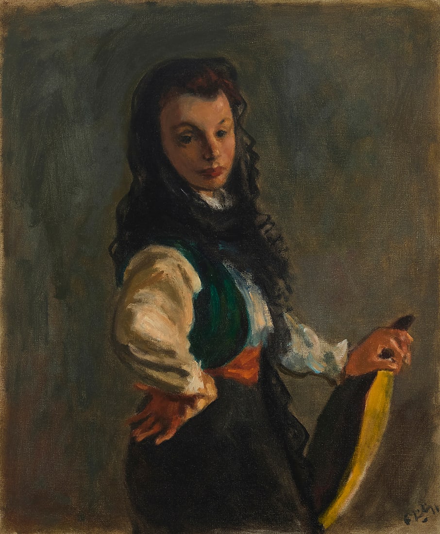 Robert Philipp (1895-1981), "Spanish Girl": Robert Philipp (1895-1981) "Spanish Girl" Oil on canvas Signed lower right: Philipp; signed again and titled verso; alternatively titled "Young Spanish Girl" in ink on three gallery labels affixed to 