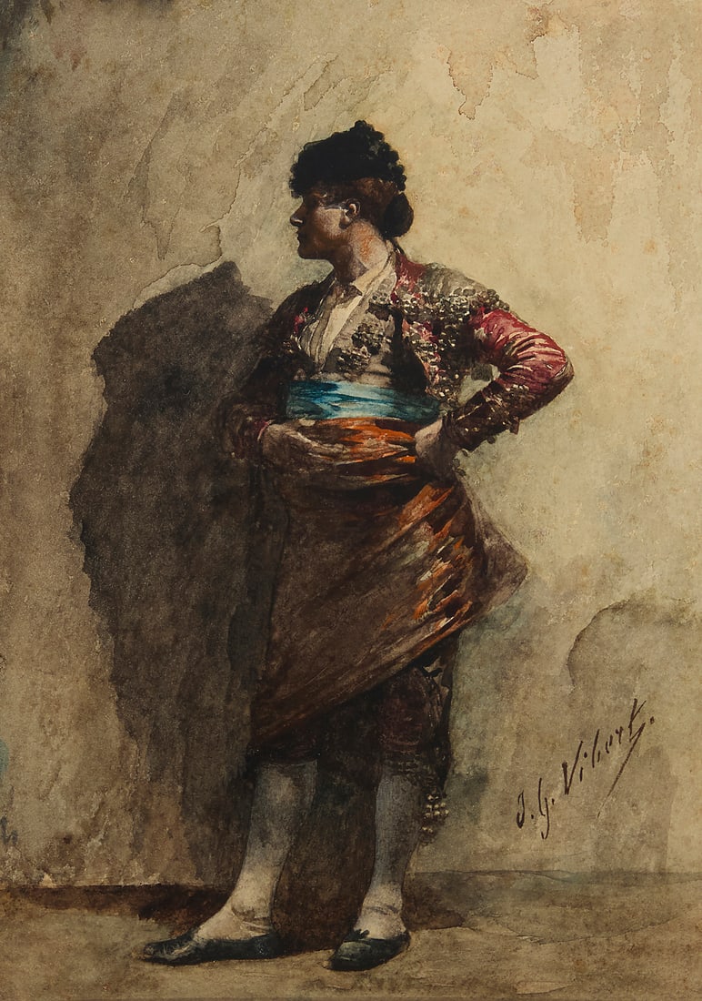 Jehan Georges Vibert (1840-1902), A full-length bullfighter in profile (1 of 5)