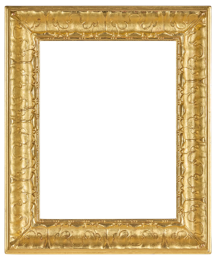 A carved giltwood frame: A carved giltwood frame With bead and barrel trim and foliate motifs in low relief Inner: 26.375" H x 20.375" W; Outer: 35.625" H x 29.625" W x 2.625" D Provenance: Private Estate, California
