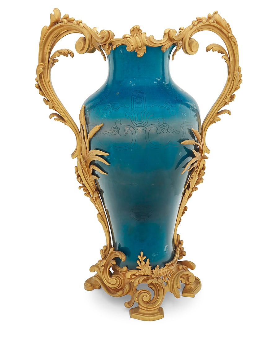 A Louis XV style gilt bronze mounted porcelain vase (1 of 5)
