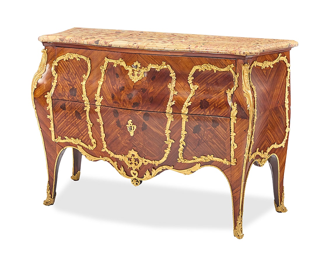 A Louis XV style gilt bronze mounted marquetry commode (1 of 12)