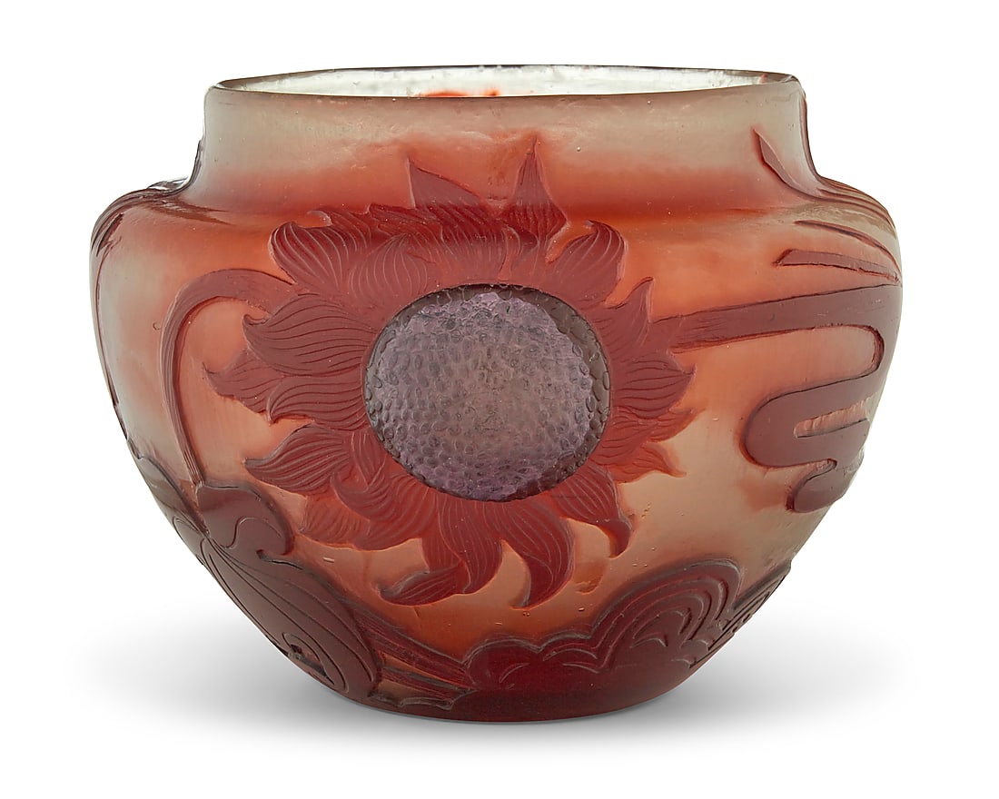 An …mile Galle wheel-carved cameo glass sunflower vase (1 of 7)