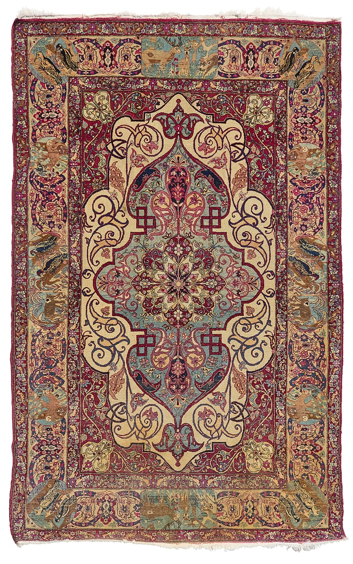 A Lavar Kerman prayer rug: A Lavar Kerman prayer rug Early 20th century Wool on cotton foundation 7' L x 4' 6" W
