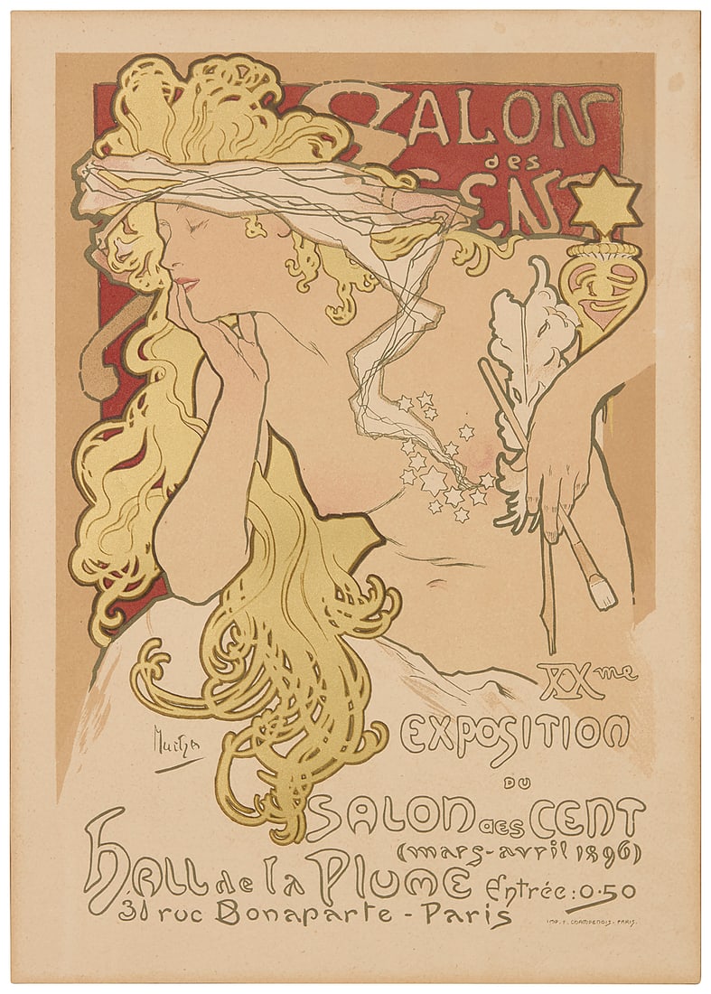 Alphonse Mucha (1860-1939), "Salon des Cent," Plate 94 from "Maitres de l'affiche" vol. 2, 1896 (1 of 8)