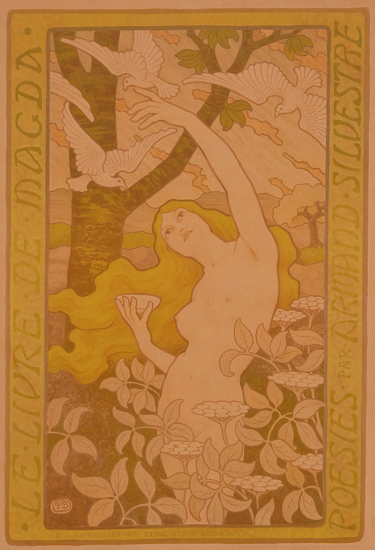 Paul Berthon (1872-1909), "Le Livre de Magda, Poesies par Armand Silvestre," circa 1898: Paul Berthon (1872-1909) "Le Livre de Magda, Poesies par Armand Silvestre," circa 1898 Lithograph in colors on creme wove paper From the edition of unknown size Unsigned; with the artist's initials an