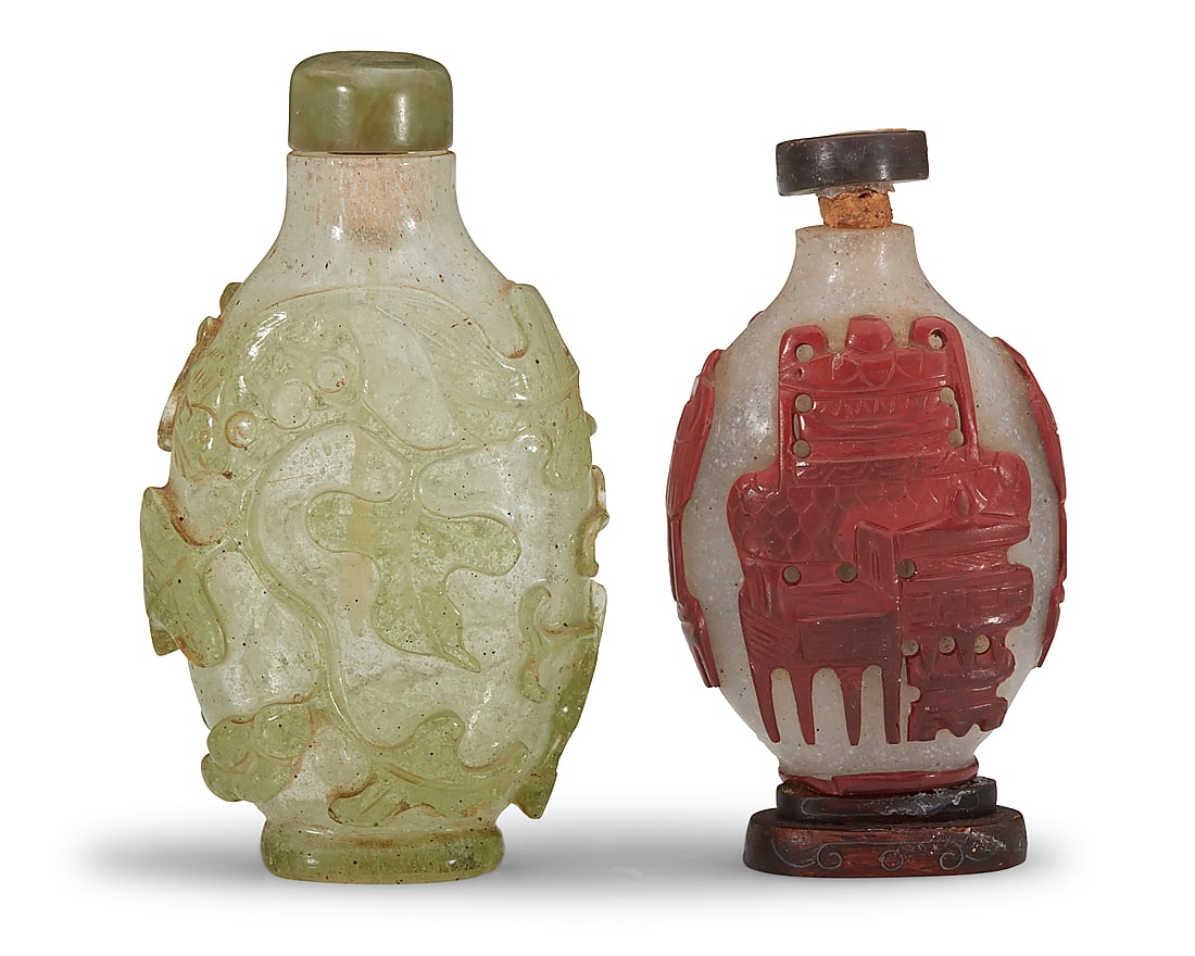 Two Chinese glass overlay snuff bottles (1 of 5)