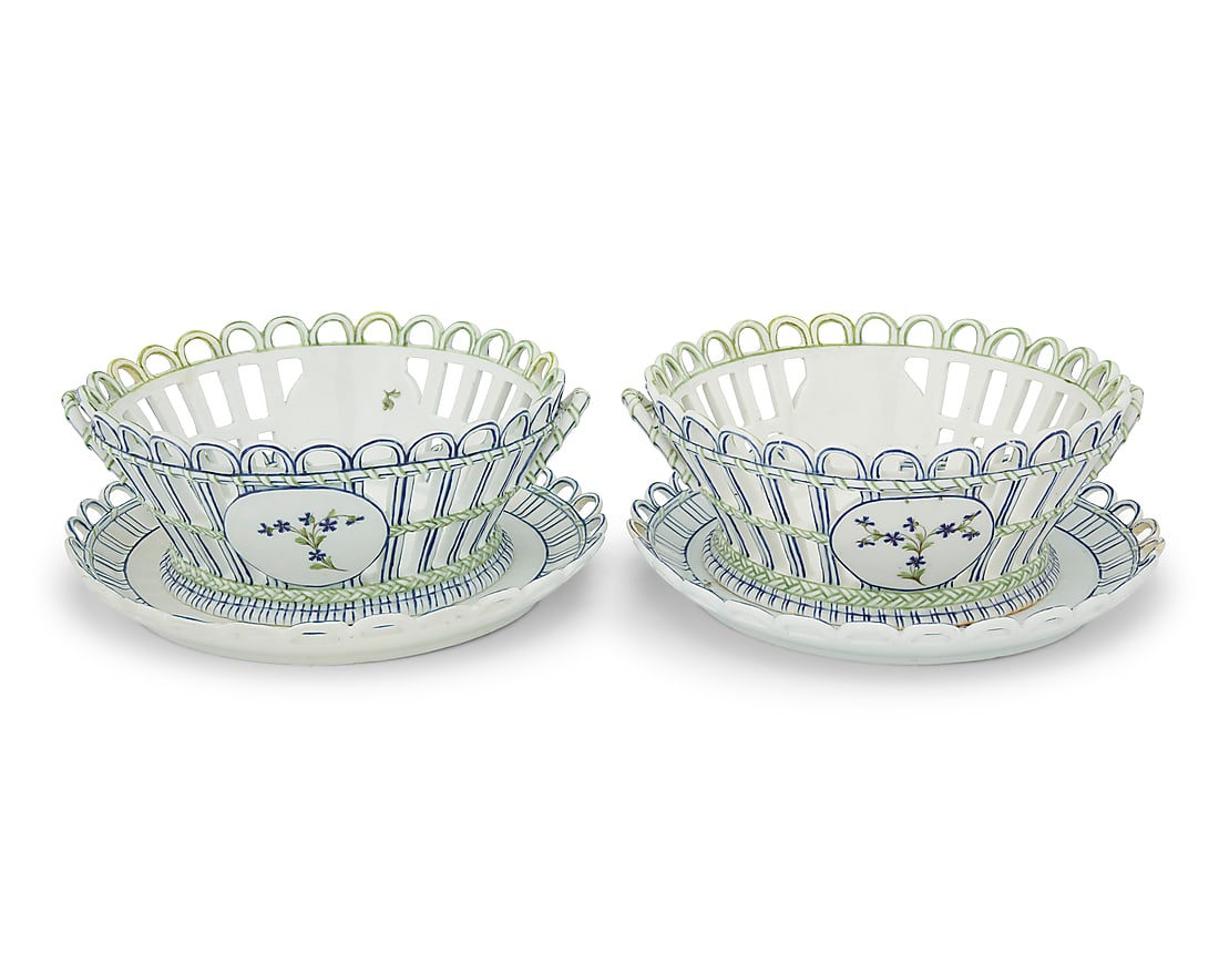 A pair of Niderviller porcelain baskets and underplates (1 of 7)