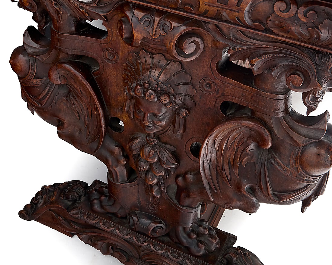 A Renaissance style carved walnut library table - 8
