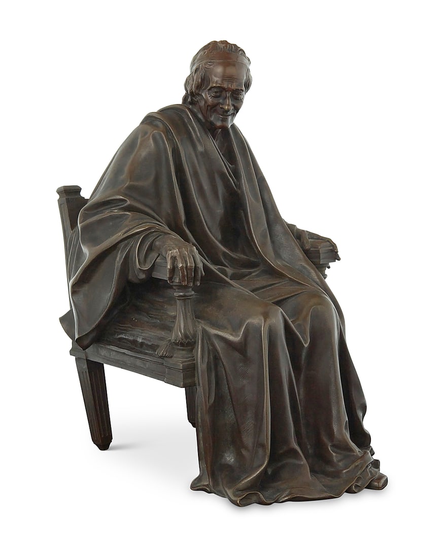 A French patinated bronze model of Voltaire (1 of 5)