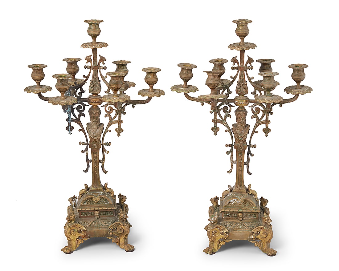 A pair of Continental gilt bronze candelabra (1 of 7)
