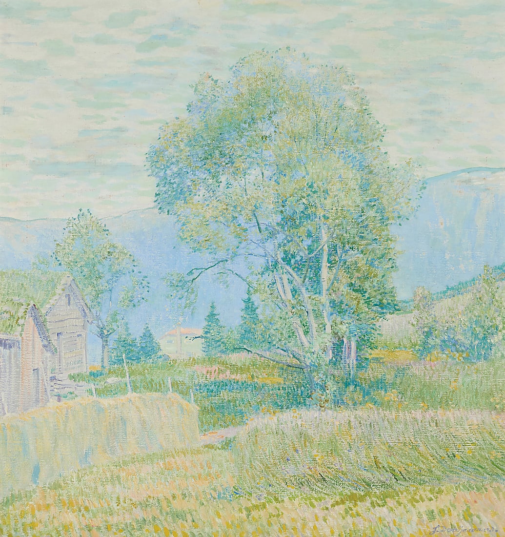 Jacob Dooijewaard (1876-1969), "Silvenwilgen, Olden, Norwegen" (Silver Willows, Olden, Norway), 1923: Jacob Dooijewaard (1876-1969) "Silvenwilgen, Olden, Norwegen" (Silver Willows, Olden, Norway), 1923 Oil on canvas Signed lower right: J. Dooijewaard; titled in pencil on the stretcher: "Silver Willows