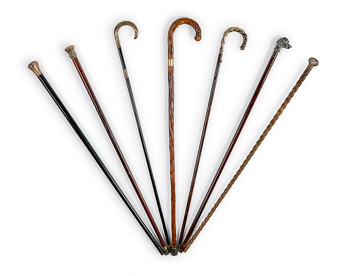 A group of sterling silver mounted walking sticks (1 of 4)