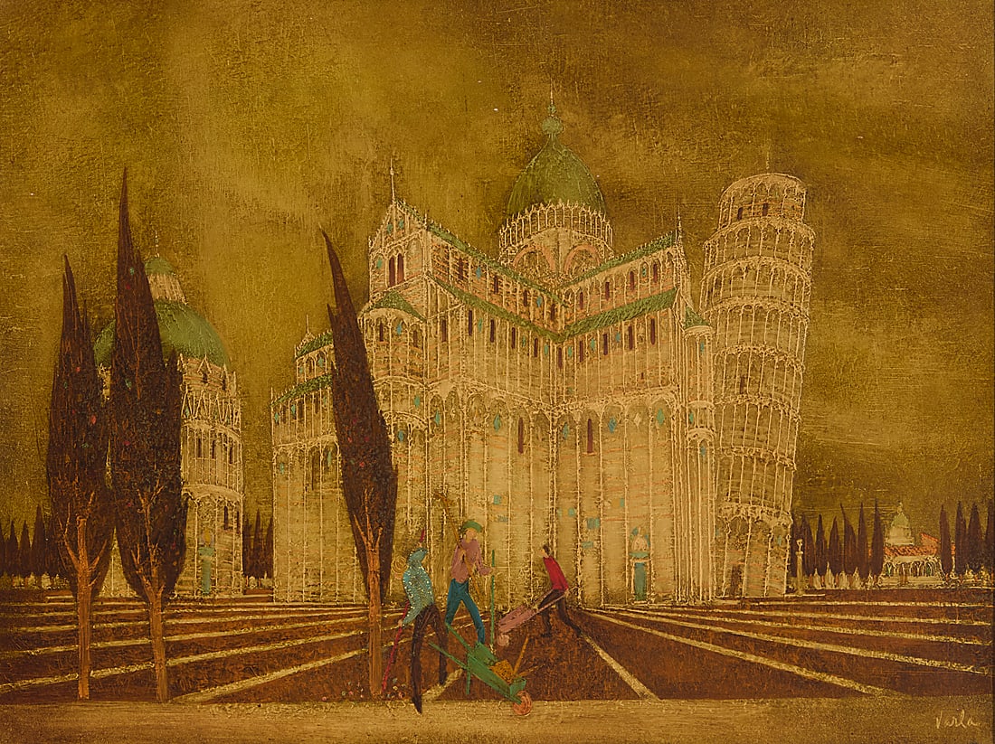 Felix Varlamishvili (1903-1986), View of the Cathedral, Baptistery, and Tower, Pisa (1 of 7)