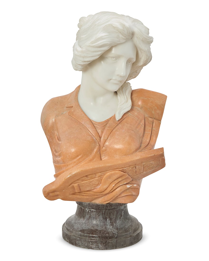 A carved marble bust of a maiden (1 of 5)