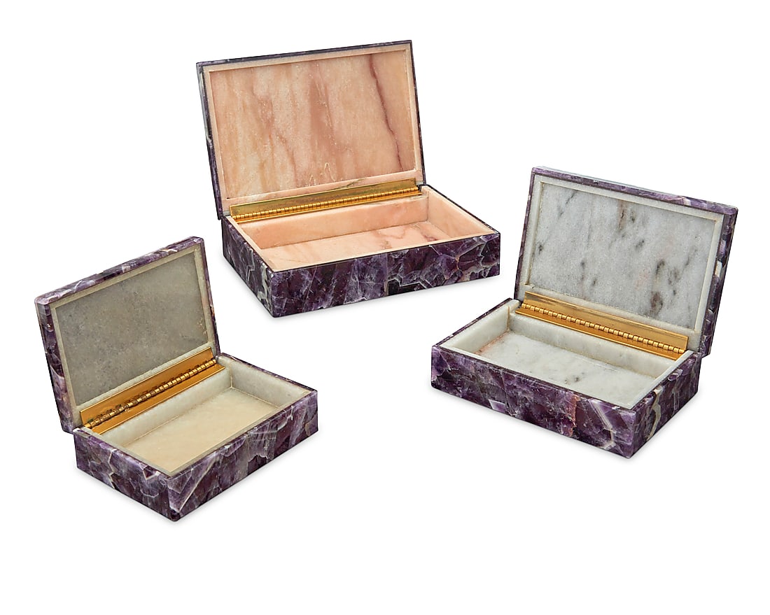 Three amethyst and marble boxes - 2