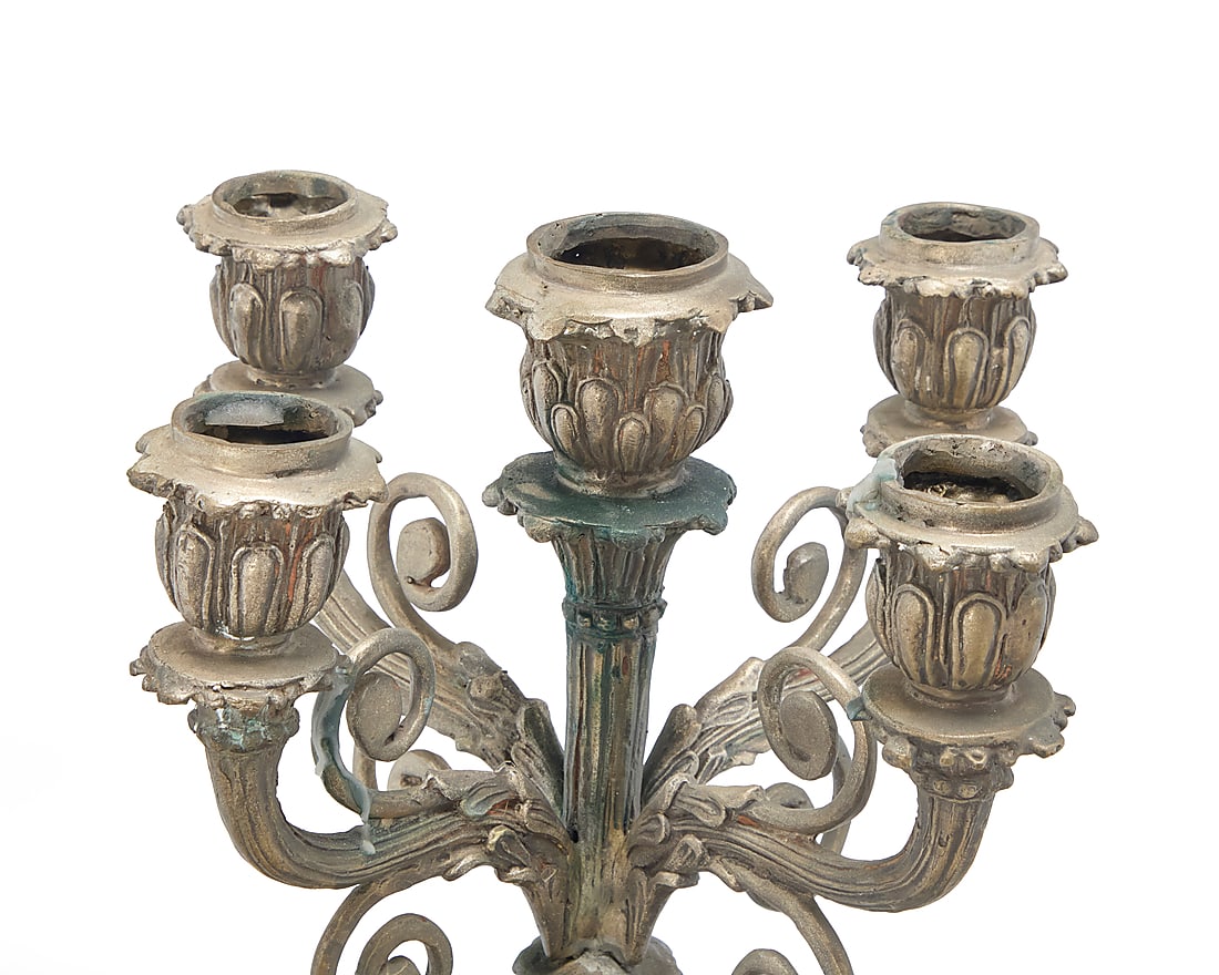 A pair of Empire style silvered metal figural candelabra - 4