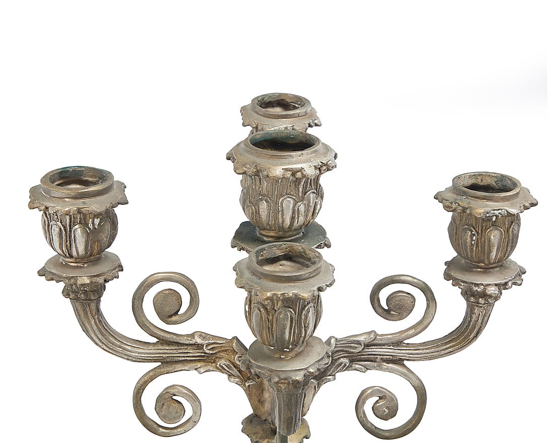 A pair of Empire style silvered metal figural candelabra - 5
