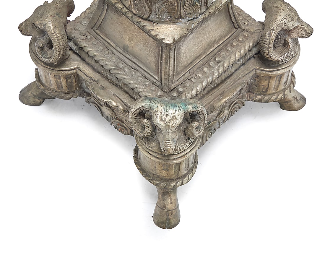 A pair of Empire style silvered metal figural candelabra - 9