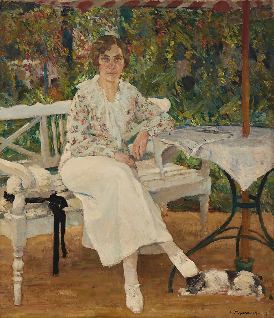 Ernst Burmester (1877-1917), "Narka," 1913: Ernst Burmester (1877-1917) "Narka," 1913 Oil on canvas Signed and dated lower right: E Burmester 13; inscribed by another hand on an old label affixed to the stretcher: "Ernst Burmester / NARKA /
