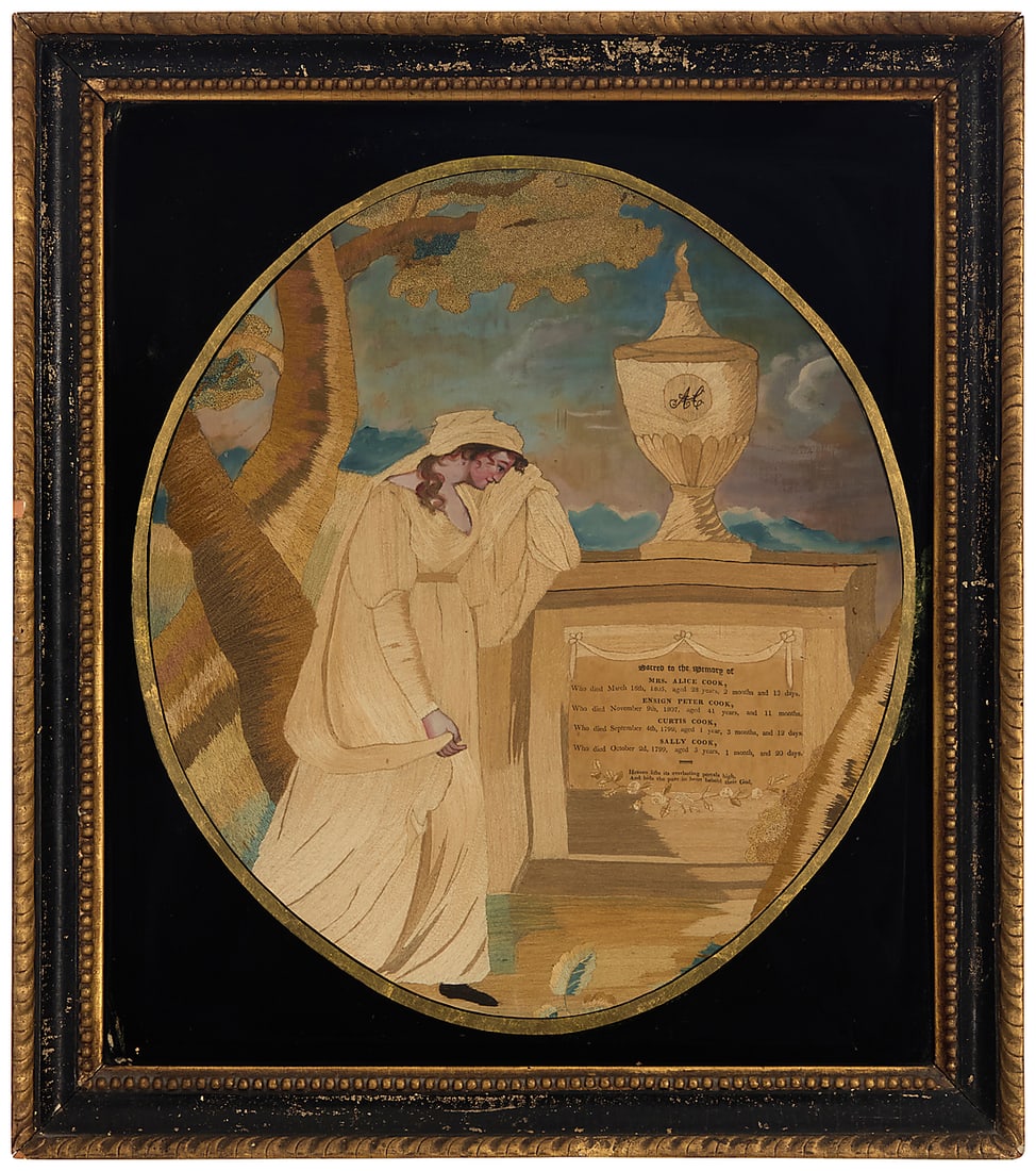 A Regency silkwork embroidery mourning panel - 2