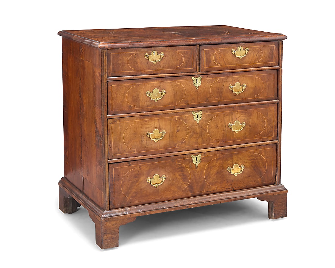 A George I inlaid walnut chest of drawers (1 of 7)