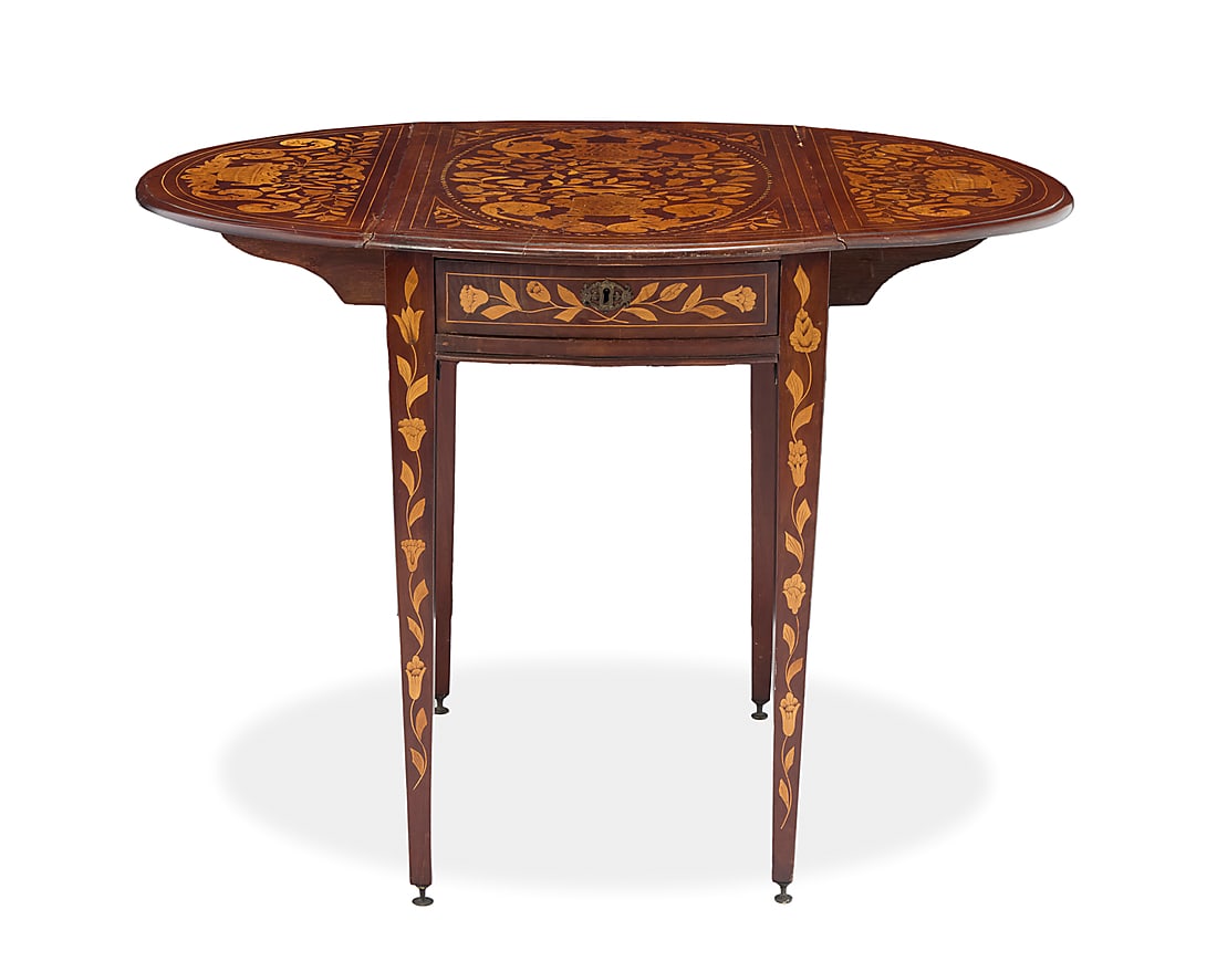 A Dutch marquetry drop leaf table - 2