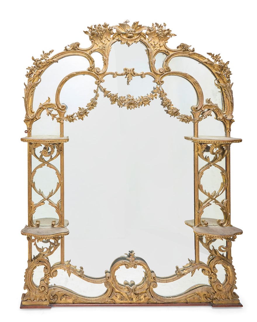 A large George III style giltwood overmantel mirror (1 of 7)
