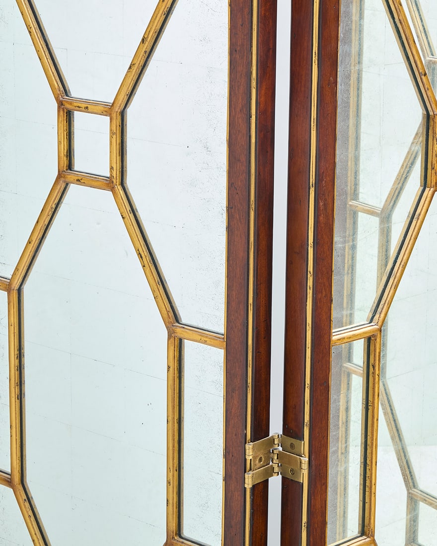 A Chippendale style mirrored three panel floor screen - 2