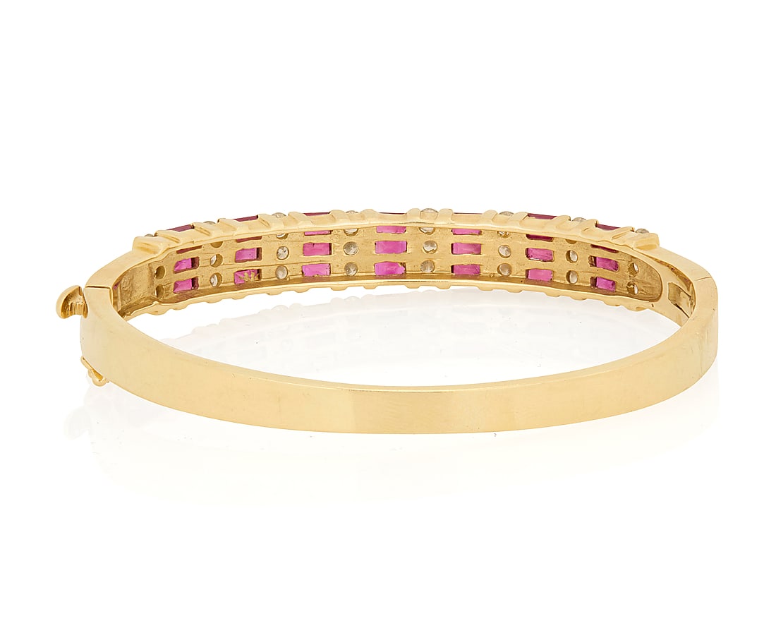 A 14K Gold, Ruby and Diamond Bangle - 2
