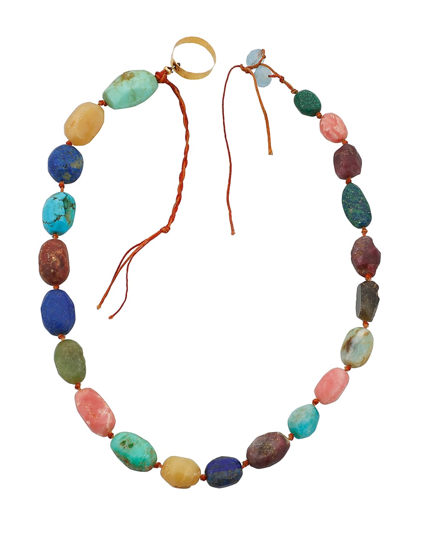 An 18K Gold and Hardstone Bead Necklace (1 of 2)